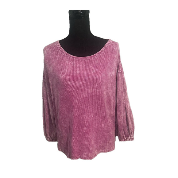 Pilcro Anthropologie Tie-Dye Thermal Top 3/4 Sleeve Petite Pink Women's - Picture 1 of 10